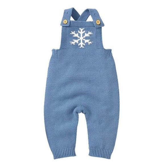 New Blue Nordic style snowflake romper 0-3 months - Picture 1 of 13